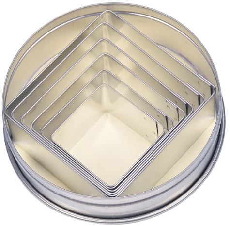 Städter 008090 Ausstechformen in Dose Quadrat 6-er Set, Edelstahl