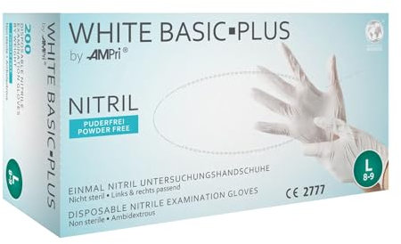 AMPRI Nitrilhandschuhe, weiß, Größe S, puderfrei, white Basic-Plus: Nitril Einmalhandschuhe als Schutzhandschuhe und Untersuchungshandschuhe aus Nitril kaufen.
