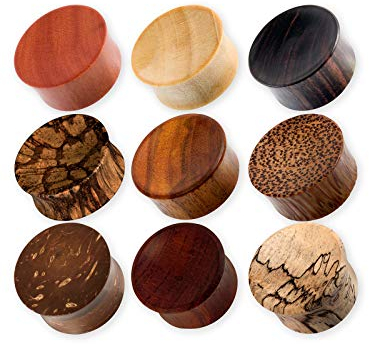Fly Style Ohr Plug aus Holz - Flesh Tunnel Natur-Piercing Schmuck, Grösse:10 mm, Modelle:Modell D