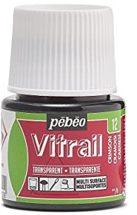 Pebeo Vitrail Vidriera (Cristal, Efecto Pintura para Telas claras (45 ml), Color Rojo, Color Rojo