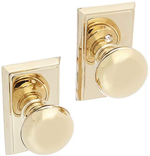 Providence Door Set with Round Brass Knobs Passage in Polished Brass. Doorsets.