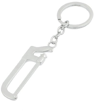 Metal Mini Hack Saw Pendant Design Silver Tone Keyring Keychain