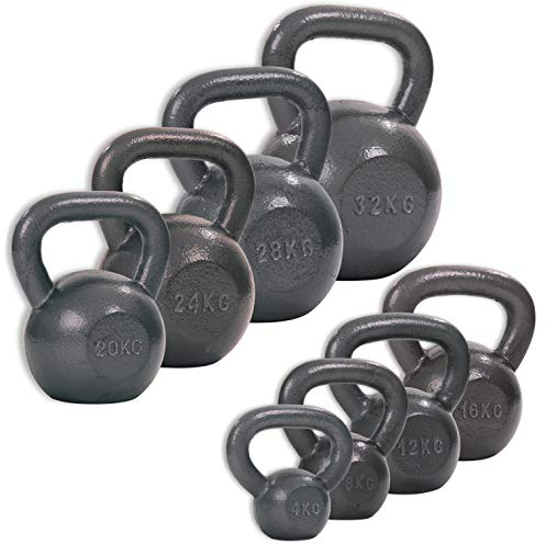 Sport-Thieme Kettlebell Hammerschlag | Hochwertige Eisen Kugelhantel | Rutschfester Griff, Glatte Oberfläche | In 10 Gewichtsklassen: 4-32 kg | Indoor u. Outdoor | Grau lackiert