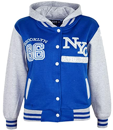 A2Z 4 Kids Unisex Kinder Mädchen Jungen Baseball Bequem NY ATHLETIC - NY Jacket Royal 7-8