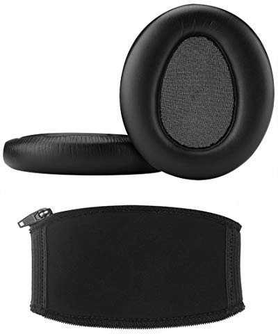 Geekria Replacement Ear Pad and Headband Cover Set Compatible with SONY MDR-10RBT, MDR-10RNC, MDR-10R Headphones, Repair Parts (Black)