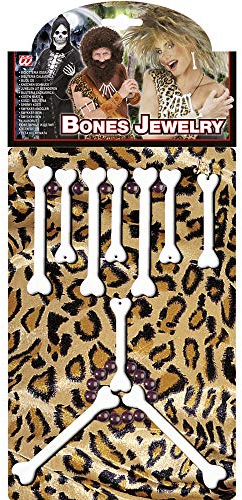 W WIDMANN MILANO Party Fashion 2310P - Schmuckset Knochen, Steinzeit, Kette, Armband, Ohrringe, Faschingskostüme, Epoche, Modeschmuck
