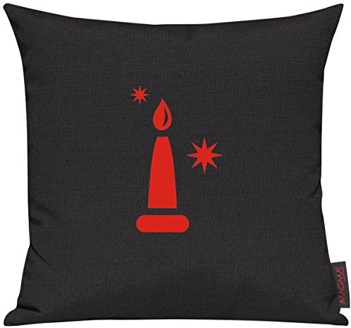 Shirtinstyle Sofakissen, Kissenbezug, Kissenhülle, Motiv Kerze Weihnachten, Größe 40 x 40cm, Farbe Schwarz