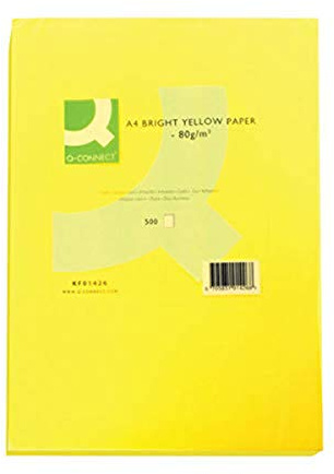 Q-Connect Bright Yellow Coloured A4 Copier Paper 80gsm Ream (Pack of 500)