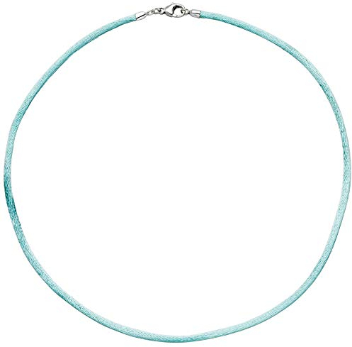 Jobo Damen Collier Halskette Seide türkis 42 cm, Verschluss 925 Silber Kette