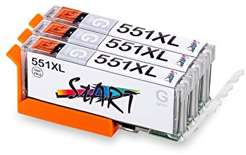START - 3 kompatible Tintenpatronen als Ersatz für Canon CLI-551GY XL Grey