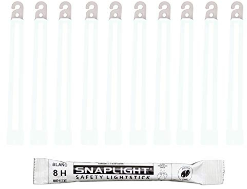 Cyalume SnapLight Knicklichter in weiß (10-er Pack) - 15 cm Glow Sticks mit Haken am Ende - ultra helle Light Sticks mit einer Leuchtdauer von 8 Stunden