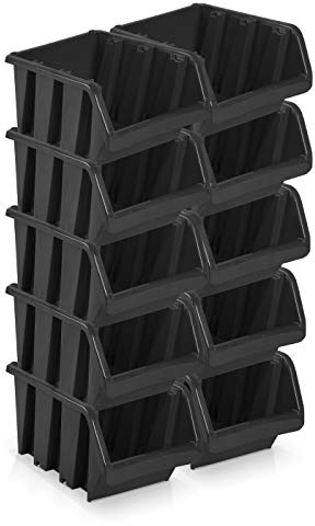 10 Stück Sichtlagerboxen Größe 6 - schwarz (39 x 24 x 18 cm)