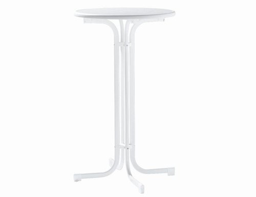 Sieger 137/W Party-Klapptisch mit mecalit-Pro-Platte Ø 70 cm, Stahlrohrgestell weiß, Tischplatte Marmordekor weiß