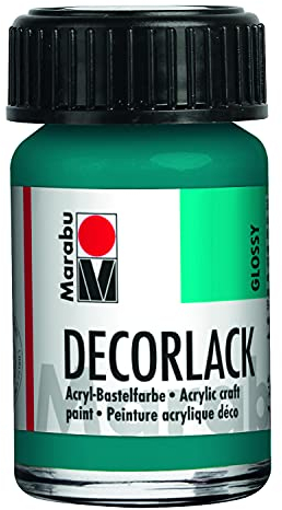 Marabu 11300039290 - Decorlack Acryl Türkis 290, 15 ml, hochglänzender Acryllack auf Wasserbasis, wetterfest, speichelfest, zum Malen, Schablonieren und für Serviettentechnik