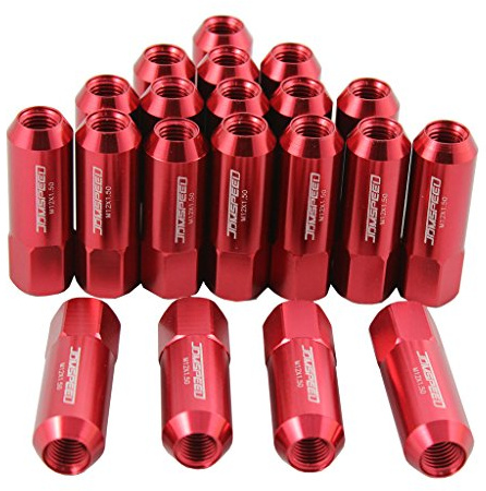 Generic Red 60MM Aluminum Extended Tuner Lug Nuts For Wheel Rims M12X1.5 20PCS