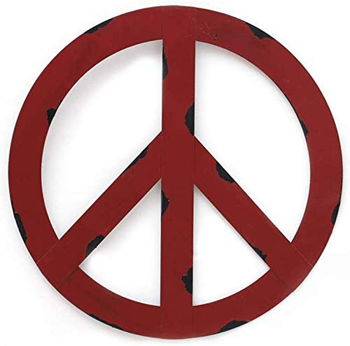 Metall Antik Groovy Outdoor Peace Sign Urlaub Decor w/Hänger 12x12 Rot