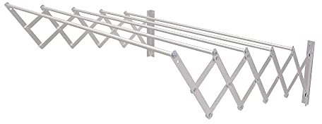 Amig - Tendedero Extensible de Pared - Aluminio de Alta Resistencia - Tornillería en Acero Inoxidable - para Interiores y Exteriores - Fácil Instalación - Medidas: 90x14x3 cm