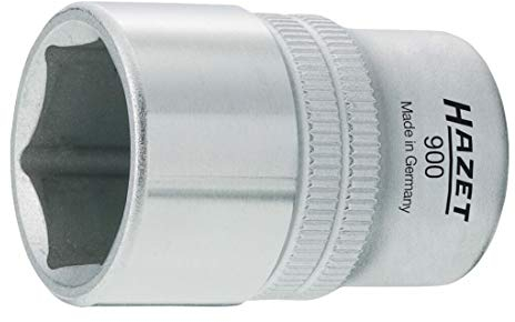 HAZET Steckschlüsseleinsatz 900-10 I 12,5 mm Vierkantantrieb, 10 mm Schlüsselweite, mit Rändelung I Steck-Nuss mit verchromter und polierter Oberfläche für Handbetätigung