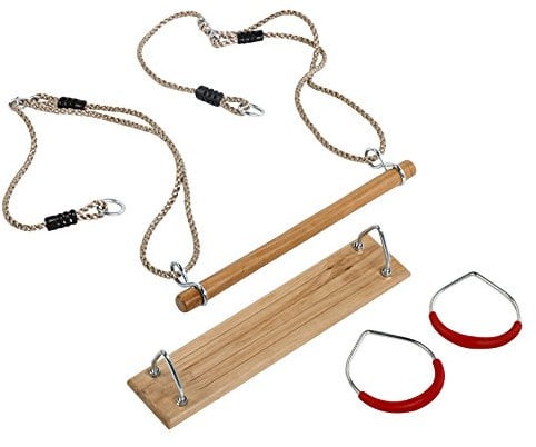 Little Duck Bear Gym Swing Set Wooden Swing Seat Trapeze Gym Rings 3 In 1 Set For Children's Swing Frame - Varnished.