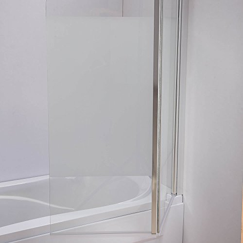 Melko Duschabtrennung Badewannenaufsatz aus 5 mm ESG Sicherheitsglas, faltbar, 133 x 108 cm, Teilsatiniert, inkl. Zubehör