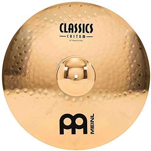 Meinl Cymbals Classics Custom Brilliant Plato Powerful Ride de 22 pulgadas (55,88cm) Platillos de Batería - Bronce B12, Acabado Brillante (CC22PR-B)