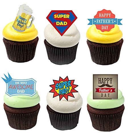 27 Stand Up Fathers Day Superdad Dad Daddy Themed Edible Wafer Paper Cake Toppers Decorations