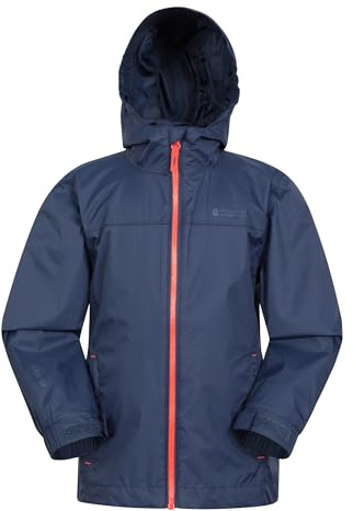 Mountain Warehouse Torrent Wasserdichte Kinderjacke - leichte Regenjacke für Kinder mit versiegelten Nähten, atmungsaktiv, für Mädchen und Jungen - zum Wandern Dunkel Blau Kinder 164 EU (13 Jahre)