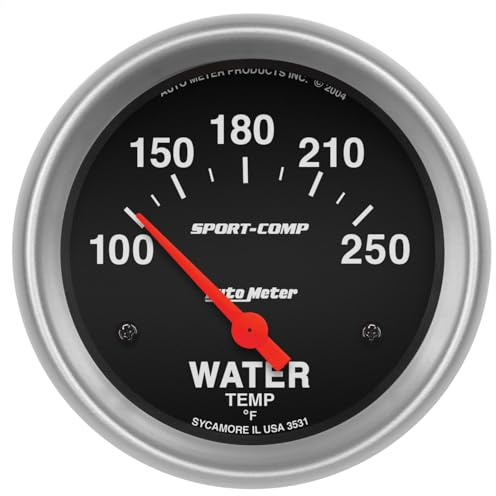 Auto Meter 3531 Sport-Comp Elektrisches Wassertemperatur-Messgerät, regulär, 2 5/8 Zoll