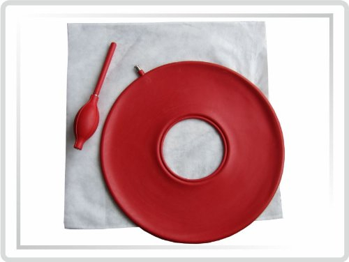 Luftkissen-Set 45 cm Sitzkringel Sitzring mit regulierbarem Druck incl- Luftpumpe und Einmalbezug ROT