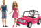 Barbie CJD12 - Beach Cruiser, pinkes Strand Auto mit Barbie und Ken Puppe, Puppenzubehör, ab 3 Jahren