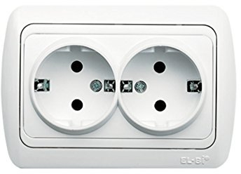 EL-BI UP Doppel-Steckdose Alpinweiß All-in-One - Rahmen + Unterputz-Einsatz + Abdeckung