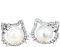 findout Damen Sterling Silber Süßwasser Perlen Cubic Zircons hallo Kitty Katze Liebe Mode Ohrringe, für Frauen Mädchen Kinder (f1661)