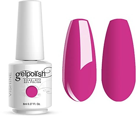 Vishine Smalto Semipermente per Unghie in Gel UV LED Smalti per Unghie Colori per Soak Off Manicure e Pedicure 8ml 1pzs - Fuchsia #1477