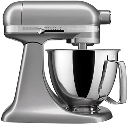 KitchenAid KSM3316XCU Artisan Mini Batidoras de soporte, 3.5 cuartos de galón, contorno plateado
