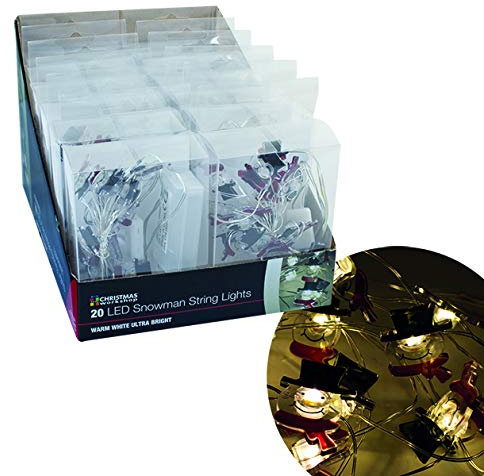 Christmas Workshop LED-Lichterkette, batteriebetrieben, 20 Mikro, warmweiß, Schneemann