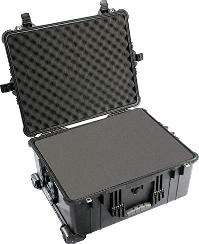 PELI 1610 Langer Peli Case Rollenkoffer, IP67 Wasser- und Staubdicht, 62L Volumen, Mit Schaumstoffeinlage (Anpassbar), Schwarz