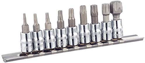 Blue Spot 01521 9 Piece 1/4 Inch Star Bit Socket Set on Rail