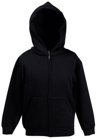 Fruit of the Loom - Felpa Aperta con Cappuccio - Bambino (9-11 Anni) (Nero)