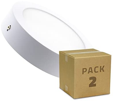 LEDKIA LIGHTING [#] Pack Plafones LED 18W Circular Ø225 mm (2 un) Blanco Frío 6000K - 6500K