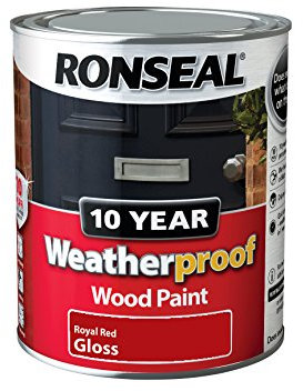 Ronseal WPRRG750 750 ml 10 Year Weatherproof Exterior Gloss Wood Paint - Red