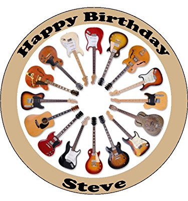 7.5 Circle of Guitars Personalised PREMIUM RICE PAPER Edible Cake Topper
