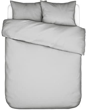 ESSENZA Bettwäsche Guy Silver, 200x200 + 2X 80x80 cm - 100% Baumwollrenforce 144TC - Uni
