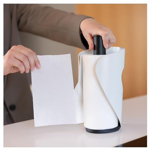 Steel-Function Pisa - Porta Rotolo di Carta Assorbente, 28 cm, Colore: Bianco/Nero