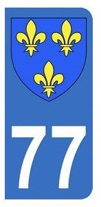 Adesivo 77 con Stemma ile de france Targa Auto (9,8 x 4,5 cm)