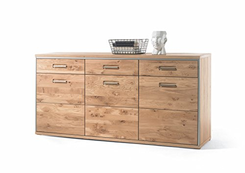 Robas Lund ESPERO Sideboard, eiche bianco massiv, Metall, ca. 184 x 89 x 45 cm, eiche bianco, edelstahl