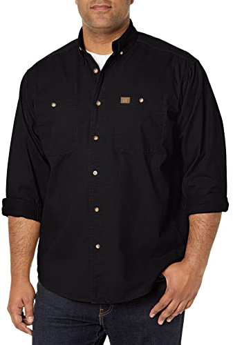 Wrangler Men's Logger Twill Long Sleeve Workshirt SHIRT, Black, M