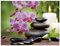 ARTland Wanddeko Glasbilder Wandbild Glas Bild einteilig 80x60 cm Querformat Asien Wellness Zen Spa Steine Blumen Blüten Entspannung Pink T5OM