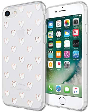 Incipio Design Series Transparente Schutzhülle mit Herzchen Reiß- und Stoßfest mit Kratzfester Beschichtung für iPhone 7 - Lovestruck