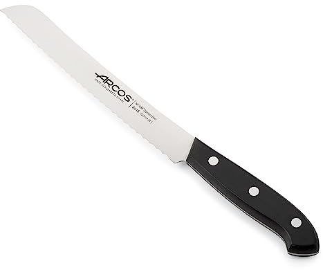 Arcos Bolonia - Cuchillo Panero - Hoja de Acero Inoxidable NITRUM de200 mm - Mango Polioximetileno (POM) Negro