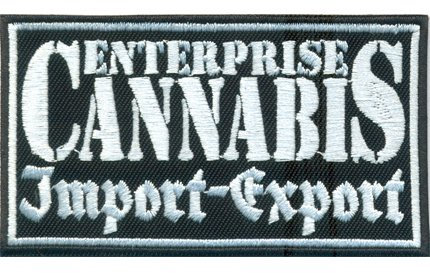 Lustiger Aufnäher mit Spruch - Cannabis Enterprise Import Export - Biker Patch zum annähen/aufbügeln | Motorrad Aufkleber Sticker für alle Stoffe | Bügelflicken Applikation | 90x50mm